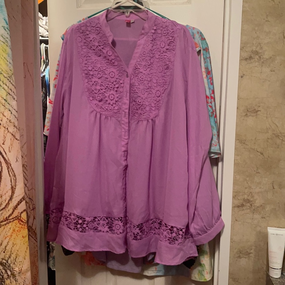 Purple long sleeve blouse 4x